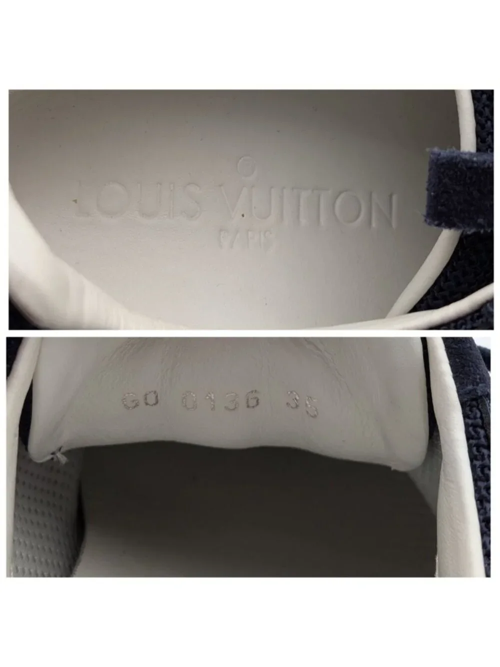 Louis Vuitton Run Away Line Navy Suede Mesh LV Logo Sneakers in Heels